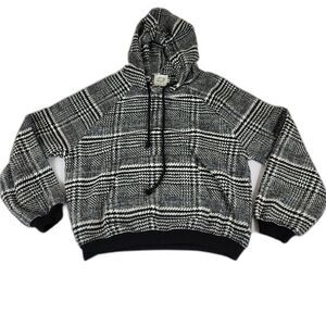 Molly Bracken Lili Sidonio Women's Black & White Plaid Hoodie Size Small